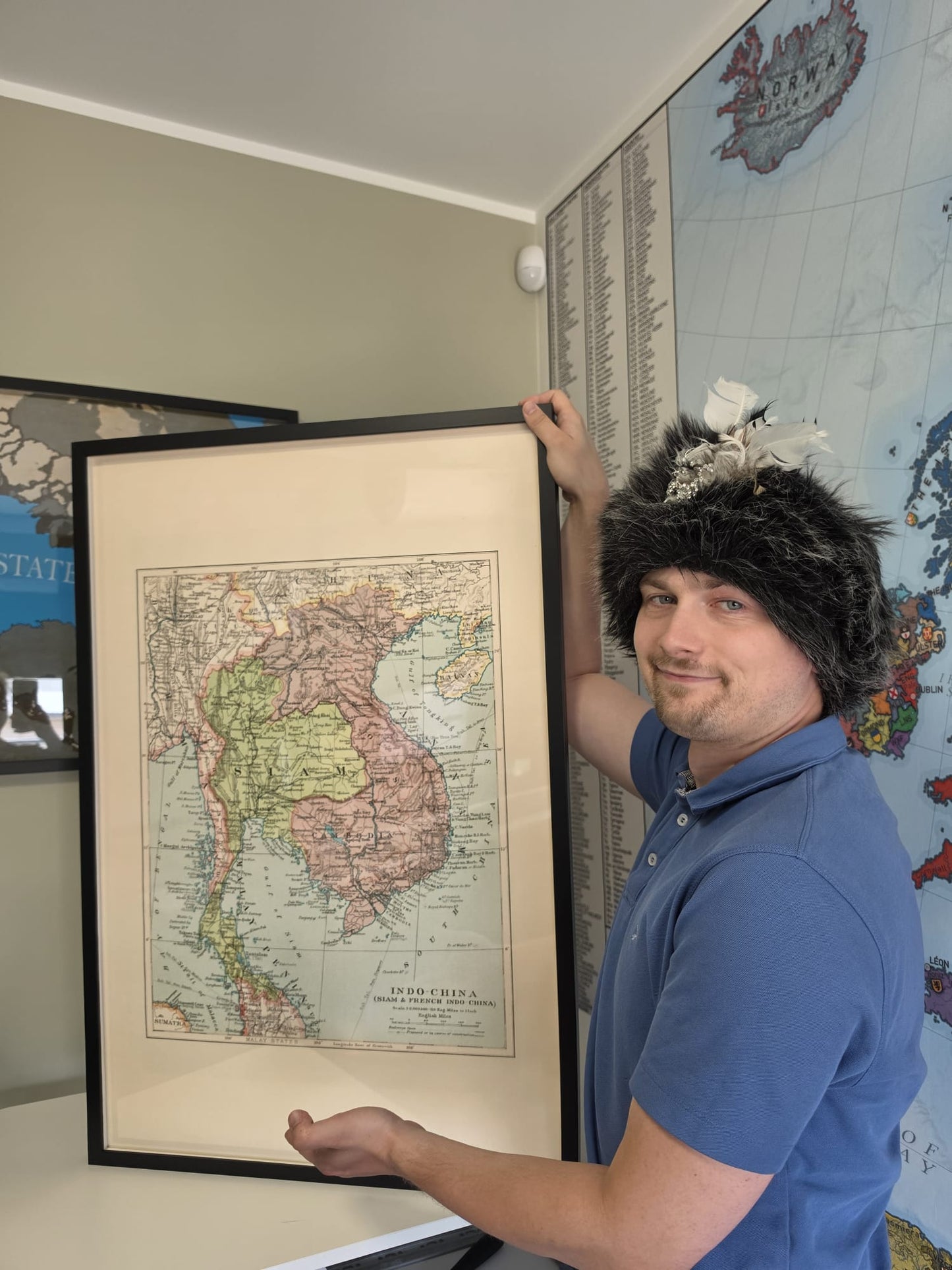 Plakat Mapa Indochin (1926) – Historyczna Mapa Syjamu i Francuskich Indochin