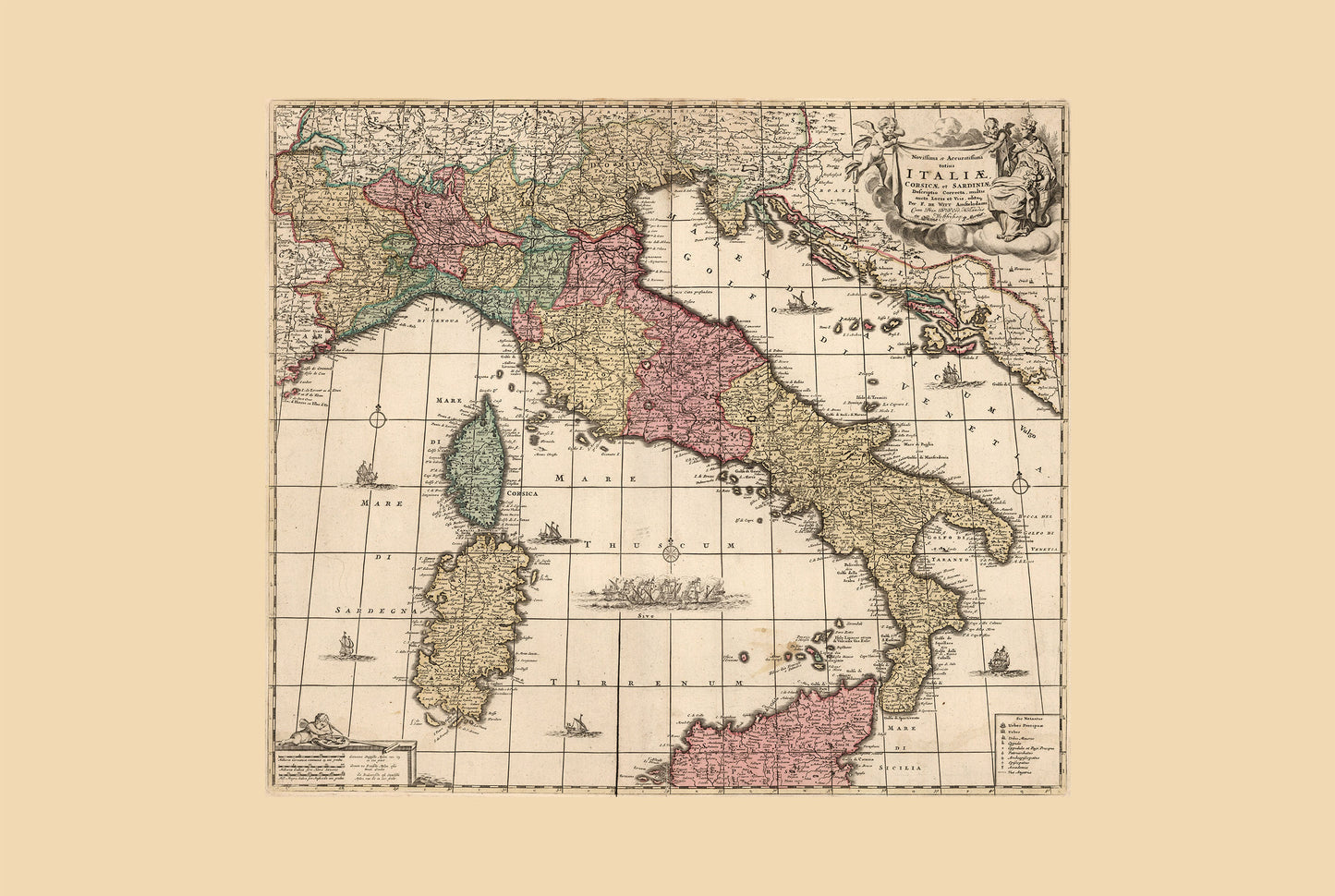 Italian Peninsula 1740 - Map of the Pre-Unification Italian States