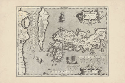 Japan & Korea 1607 - Iaponia - Mercator & Hondius Historical Map Poster