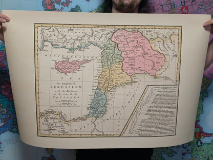 Regno di Gerusalemme durante le Crociate - Poster della mappa storica