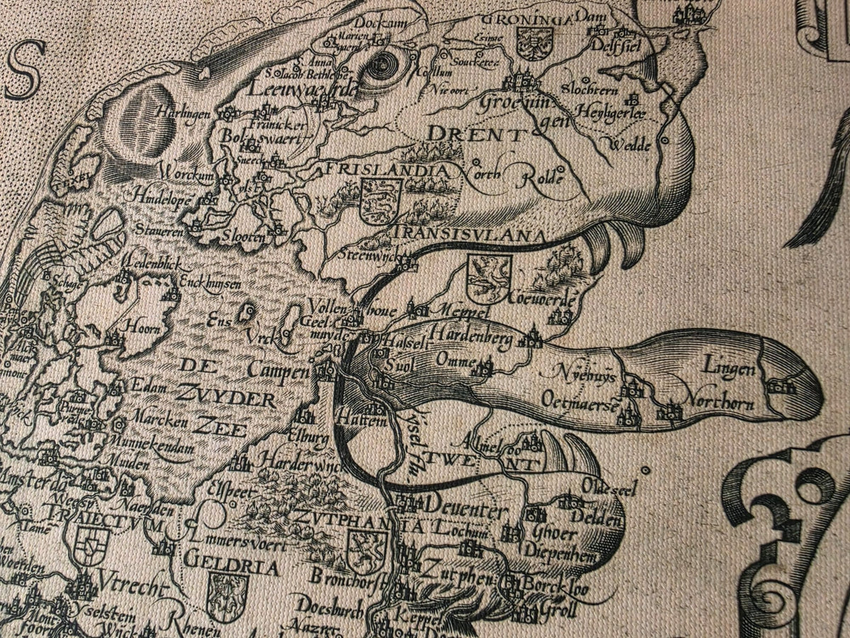 Plakat z Mapą Leo Belgicus (1617) - Zabytkowa Mapa Lwa Niderlandów i Belgii