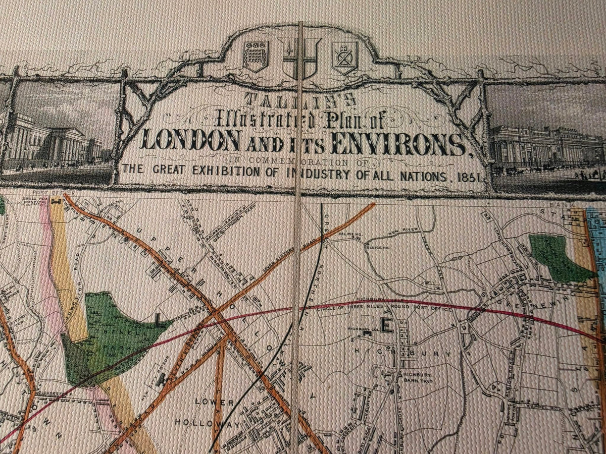 Londres 1851 - Carte illustrée avec les principaux monuments