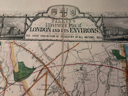 Londres 1851 - Carte illustrée avec les principaux monuments