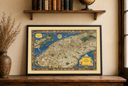 Poster Mappa Pittorica di Manhattan (1926) – Arte Murale Vintage di New York City