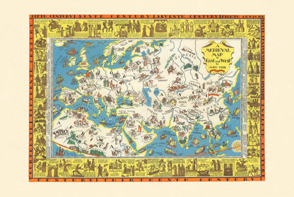 Medieval Map of East and West - Alice York & Edy Legrand - Historical Map Poster