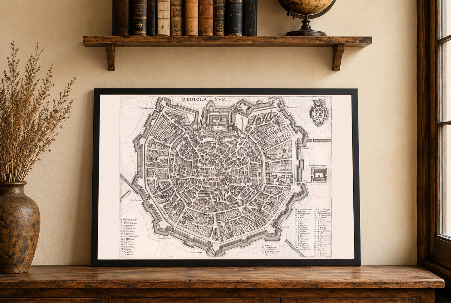 Mailand Kartenposter - Renaissance Stadtplan mit Sternbefestigungen