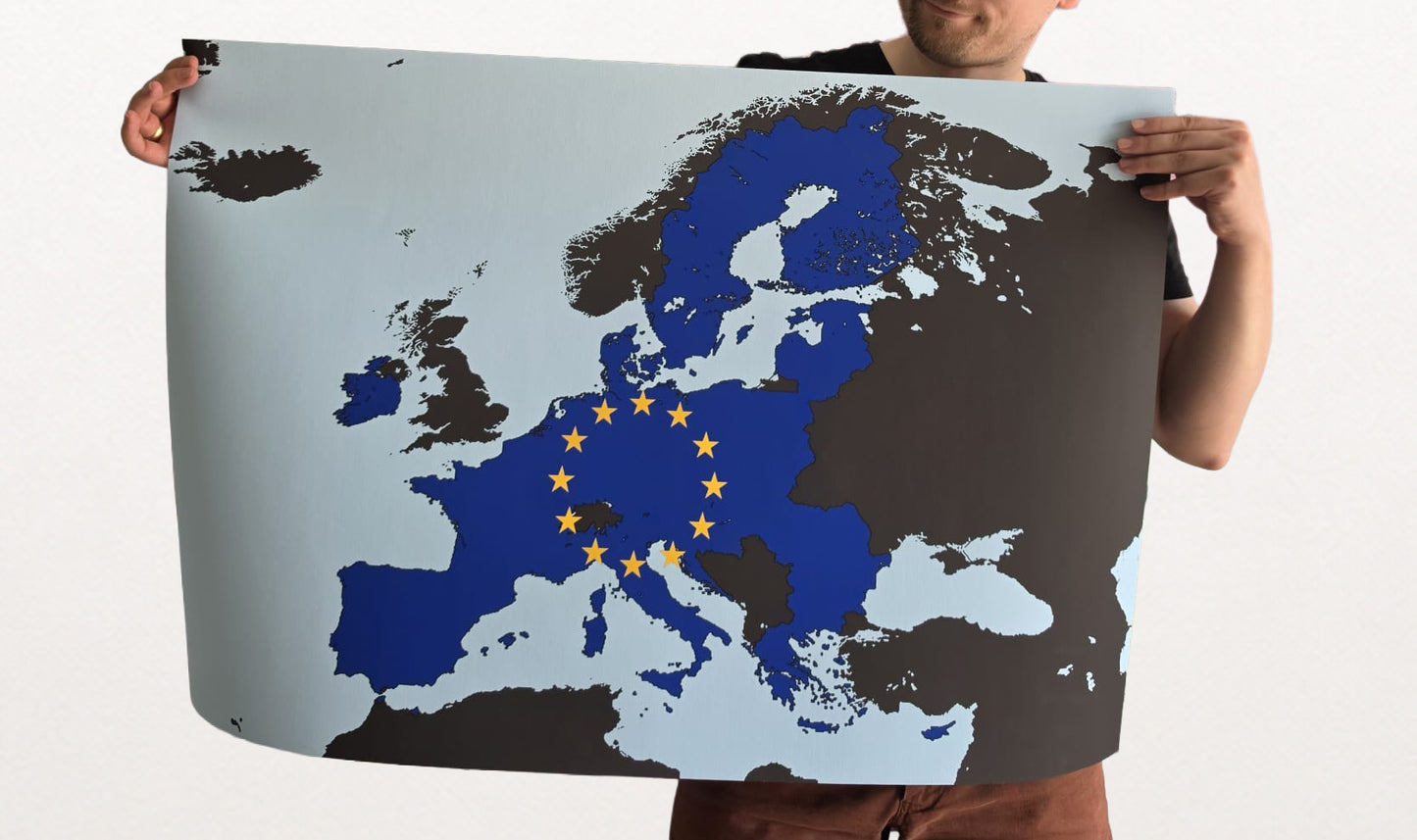 Nowoczesna mapa Unii Europejskiej - plakat ścienny z granicami UE