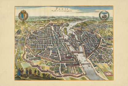 Paris 1620 - Caspar Merian - Vue Historique à Vol d’Oiseau – Affiche