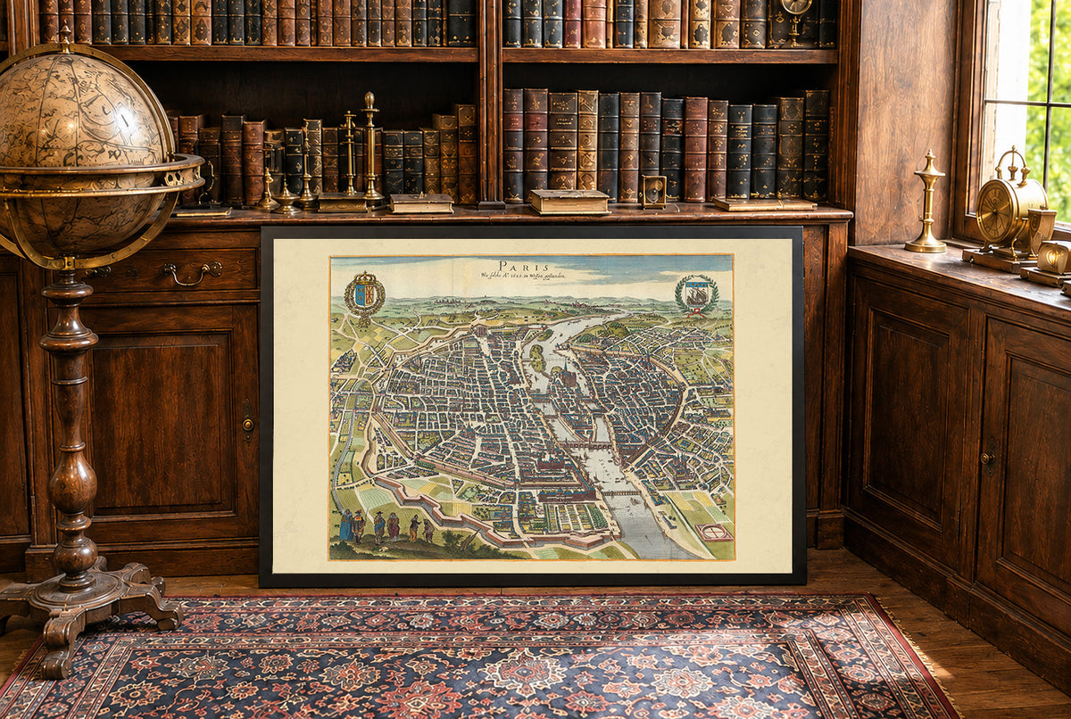 Paris 1620 - Caspar Merian - Vue Historique à Vol d’Oiseau – Affiche
