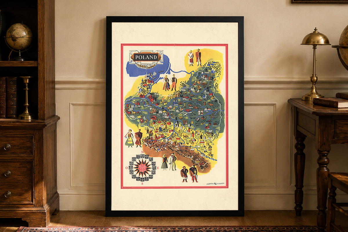 Pologne 1935 - Atelier Mewa - Affiche Carte Illustrée Polonaise Vintage