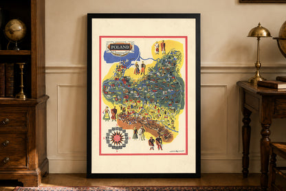 Pologne 1935 - Atelier Mewa - Affiche Carte Illustrée Polonaise Vintage