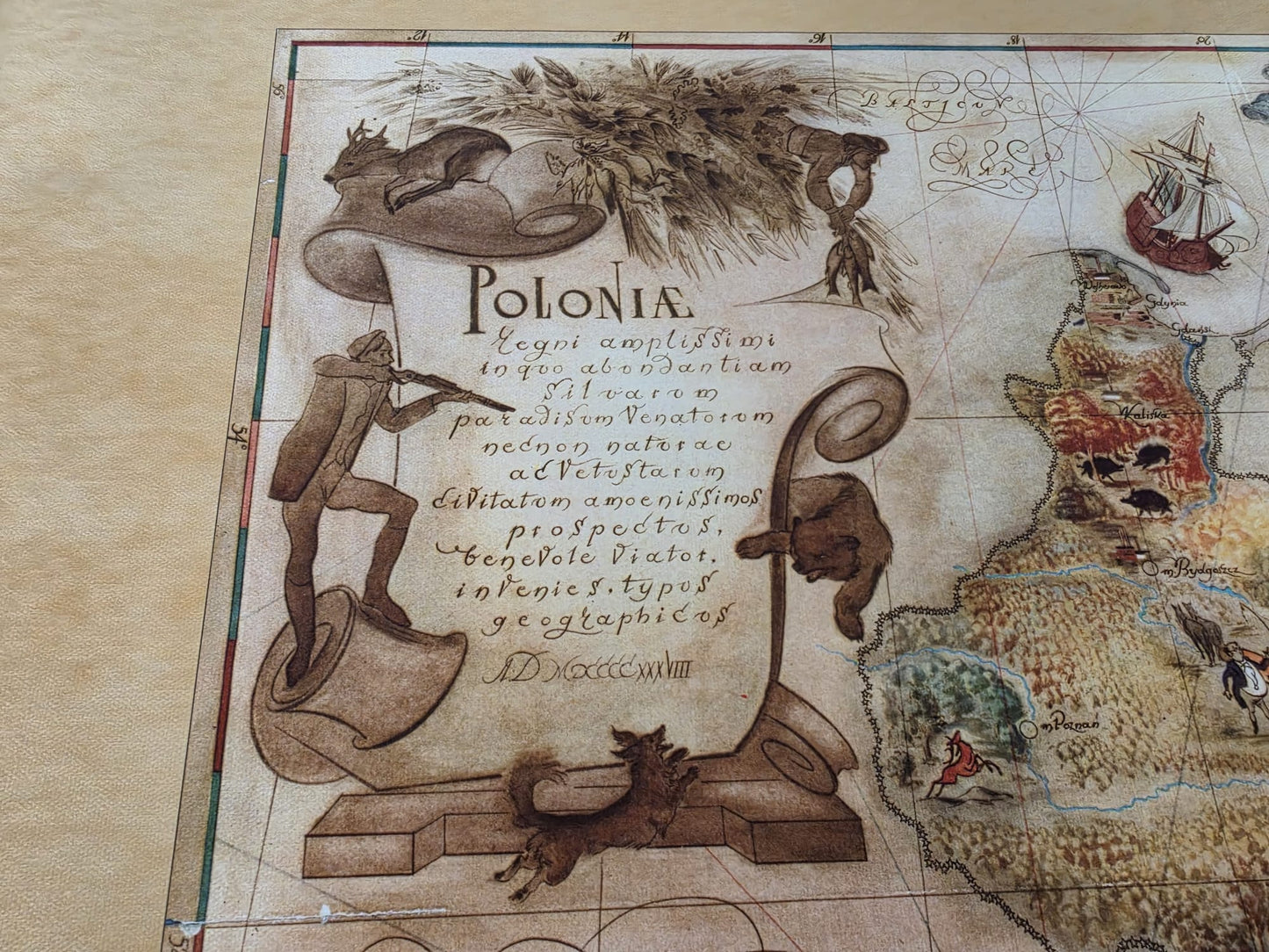 Stampa mappa della Polonia 1938 - Mappa illustrata ‘Poloniae’ di Tadeusz Lipski & Eliasz Kanarek | Arte murale vintage della Fiera Mondiale
