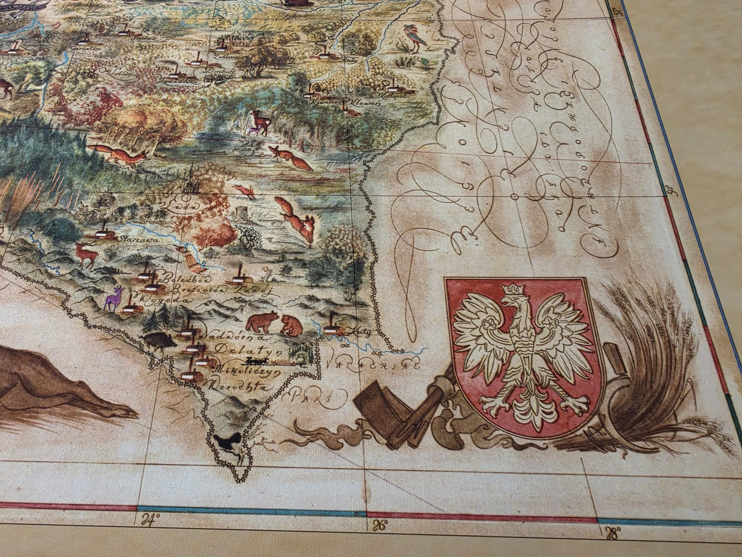 Stampa mappa della Polonia 1938 - Mappa illustrata ‘Poloniae’ di Tadeusz Lipski & Eliasz Kanarek | Arte murale vintage della Fiera Mondiale