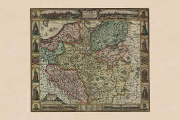 Poster di mappa storica della Polonia e della Slesia – mappa della Polonia e della Confederazione polacco-lituana del 1630