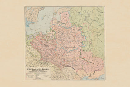 Rzeczpospolita Obojga Narodów 1582-1770 - Stefan Batory - Władysław Semkowicz - Plakat z Mapą