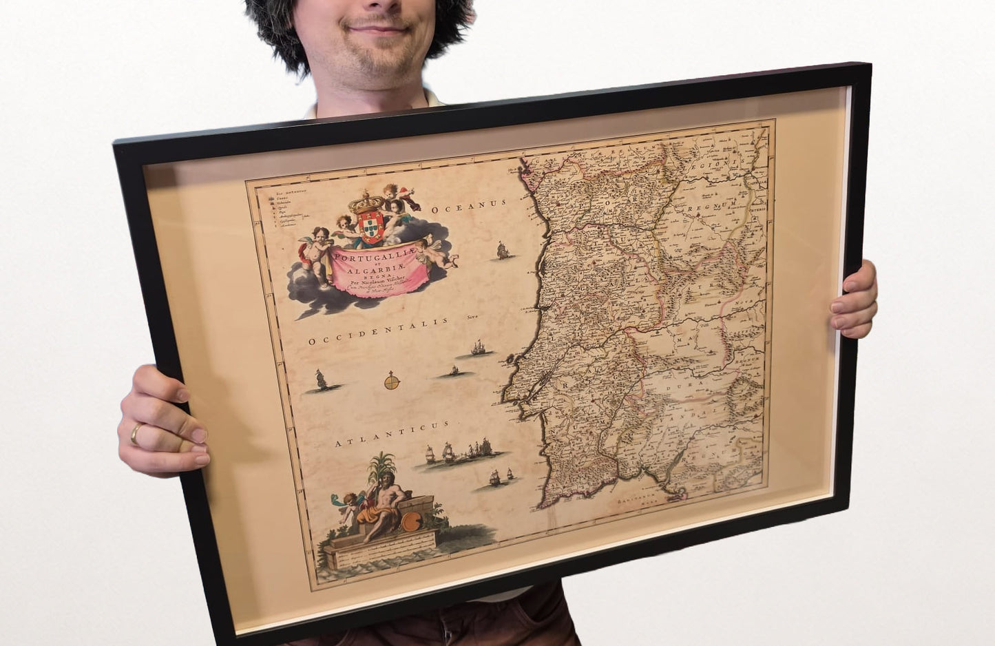 Poster Mappa del Portogallo (1690) - Arte Murale Vintage dei Regni dell'Algarve