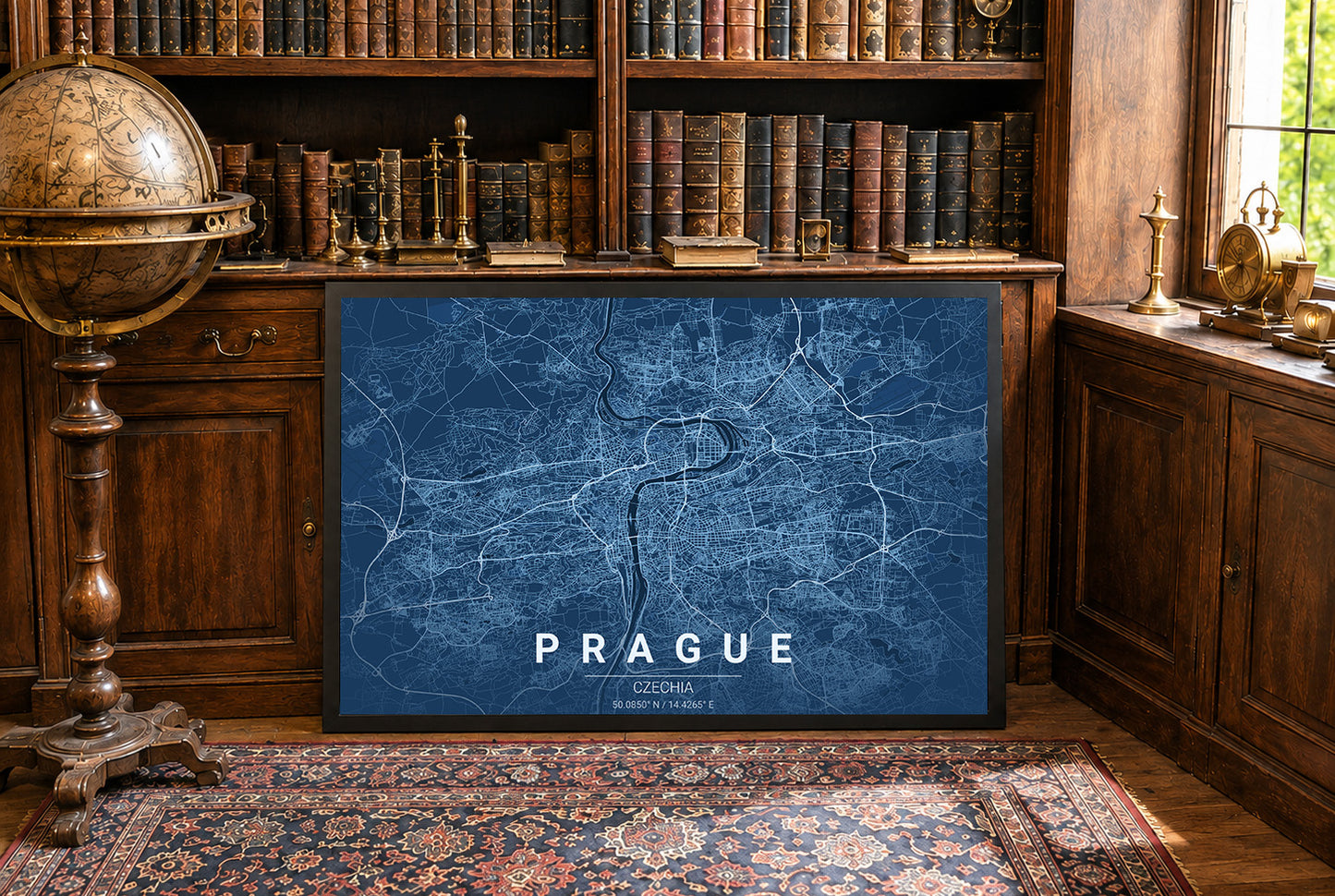 Mapa Pragi - Nowoczesna Sztuka Ścienna z Ulicami Miasta
