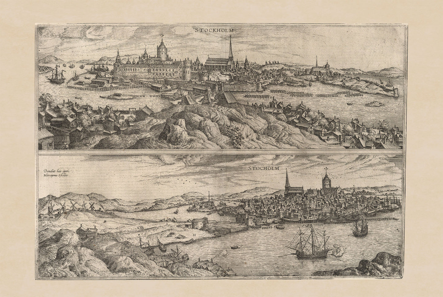 Stockholm 1588 Karten Druck - Braun & Hogenberg ‘Civitates Orbis Terrarum’