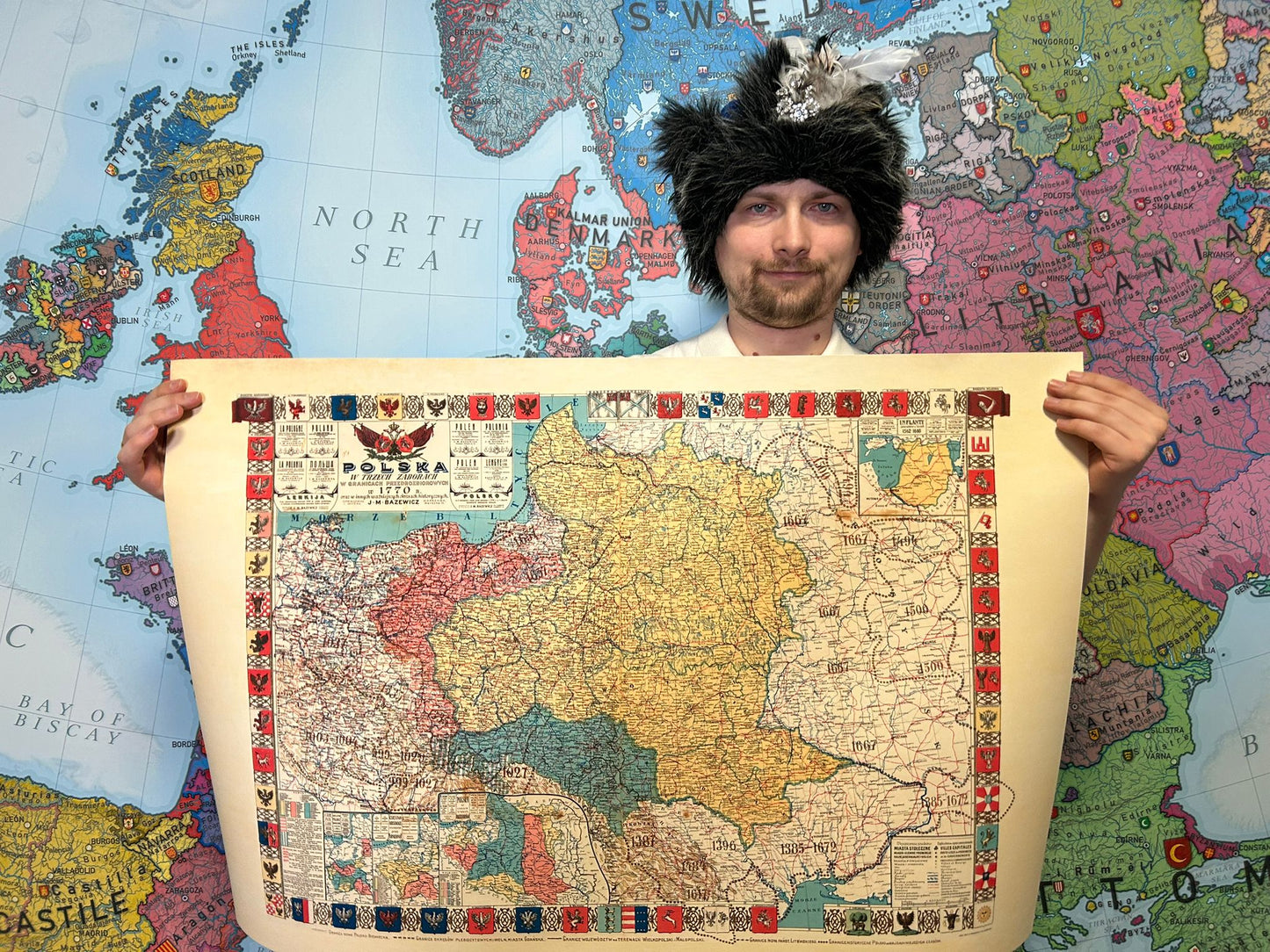 Mapa vintage de 1770 de la Mancomunidad Polaco-Lituana y sus particiones