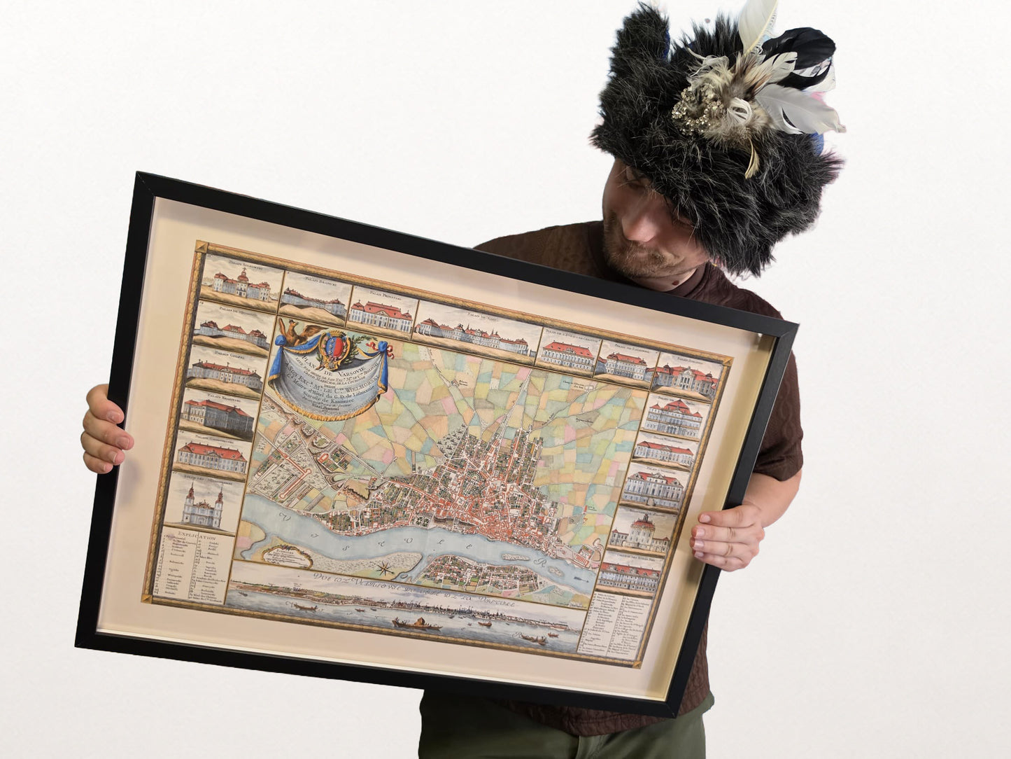 Warsaw 1772 - Historical Map of the Polish Capital with Major Palaces