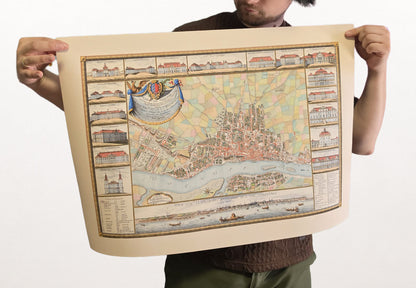 Warsaw 1772 - Historical Map of the Polish Capital with Major Palaces