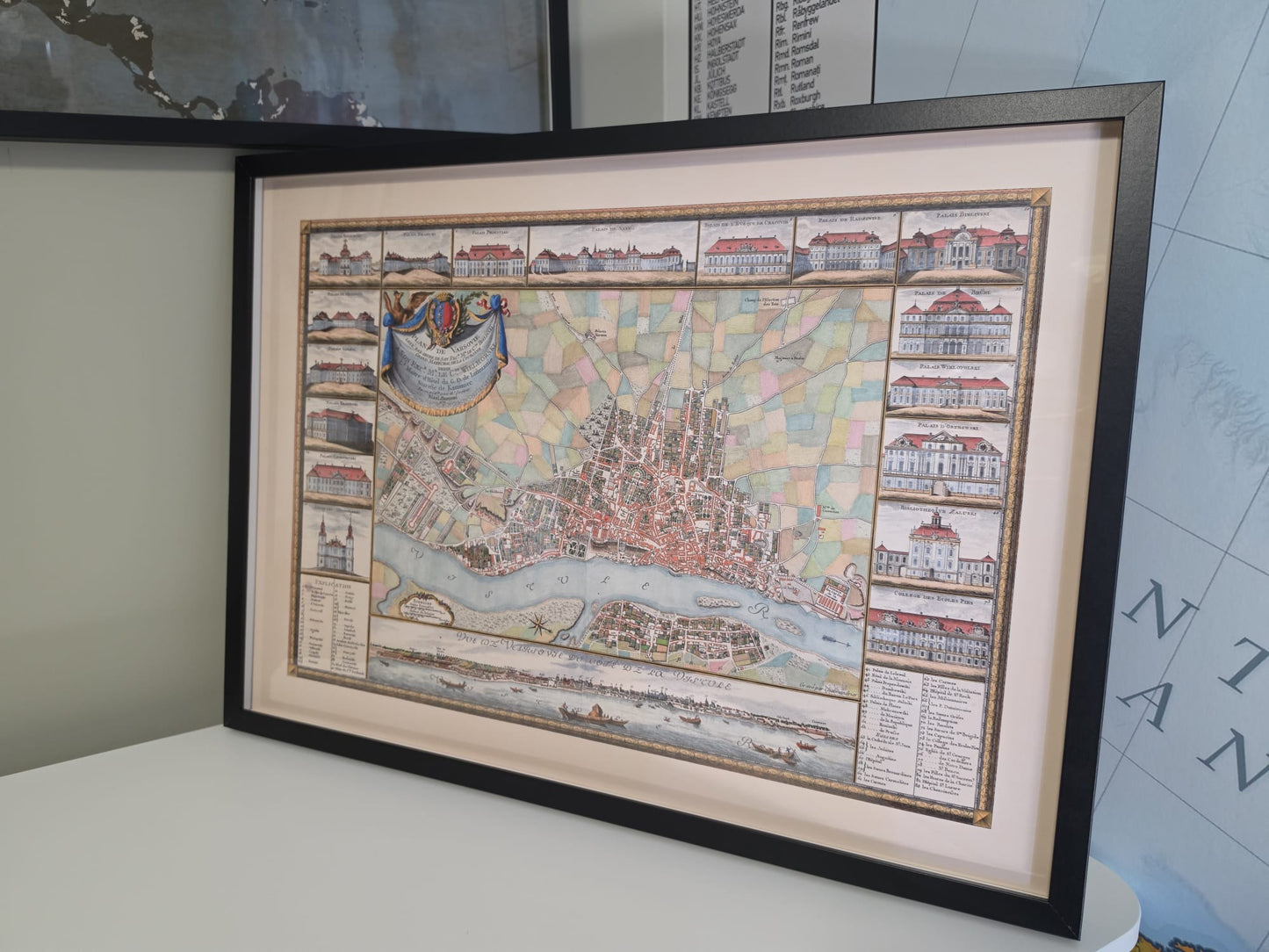 Warsaw 1772 - Historical Map of the Polish Capital with Major Palaces
