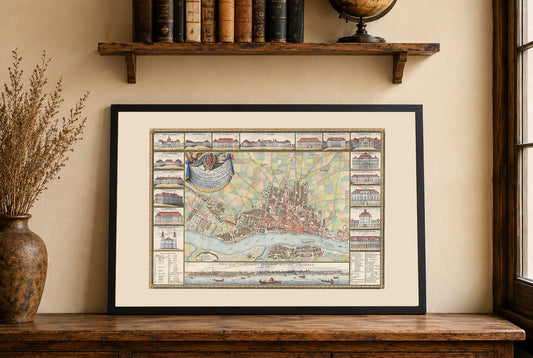Varsavia 1772 - Mappa storica della capitale polacca con i principali palazzi