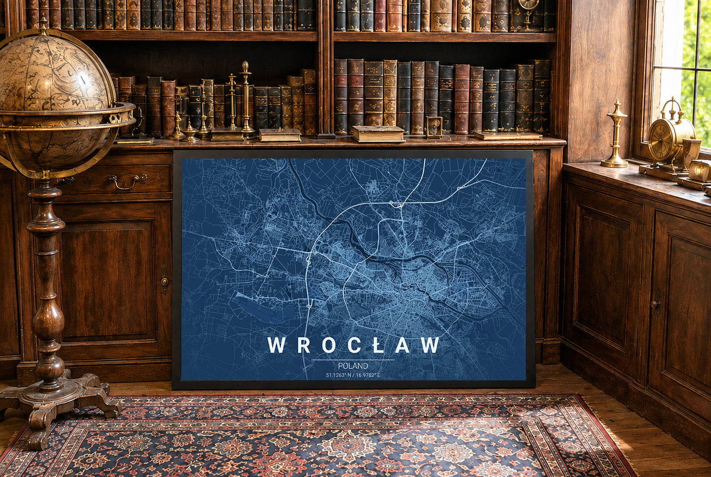 Mappa Blueprint di Wrocław - Arte da parete moderna delle strade della città
