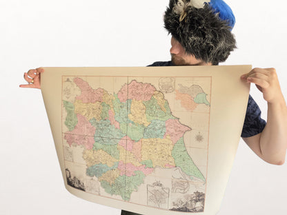 Poster Carte du Comté du Yorkshire (1772) - Carte Historique d'Angleterre par Thomas Jefferys
