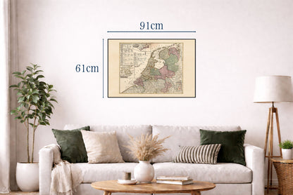 Repubblica Olandese 1740 - Mappa storica dei Paesi Bassi