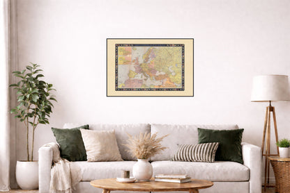 Poster della mappa politica dell’Europa (1938) - Decorazione murale vintage dell’Europa prima della Seconda guerra mondiale