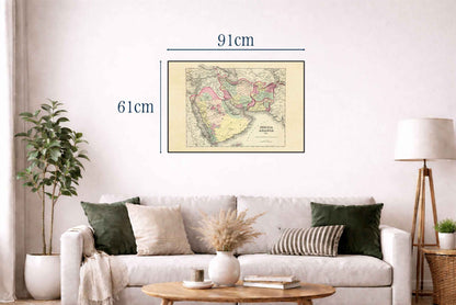 1856 Persia Arabia Map Poster - Hand-Colored Regions Including Iran, Arabia and Afghanistan - Strategy Maps