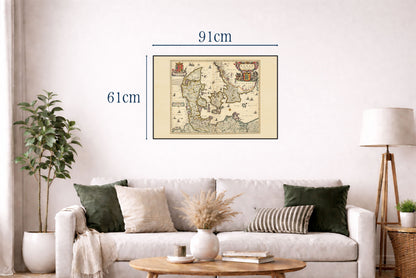 Impresión del mapa de Dinamarca 1690 - Ilustración de los límites del reino histórico