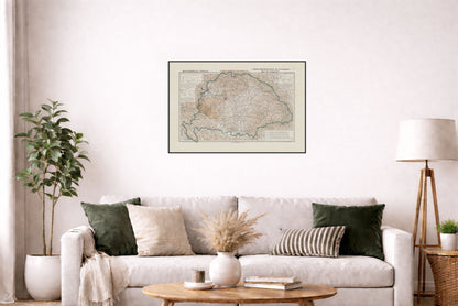 Poster mappa d’epoca dell’Ungheria - Ungheria e confini del Trianon, mappa storica dell’Europa, 1920