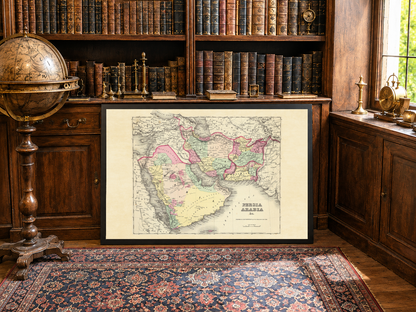 1856 Persien Arabien Karte Poster - Handkolorierte Regionen einschließlich Iran, Arabien und Afghanistan