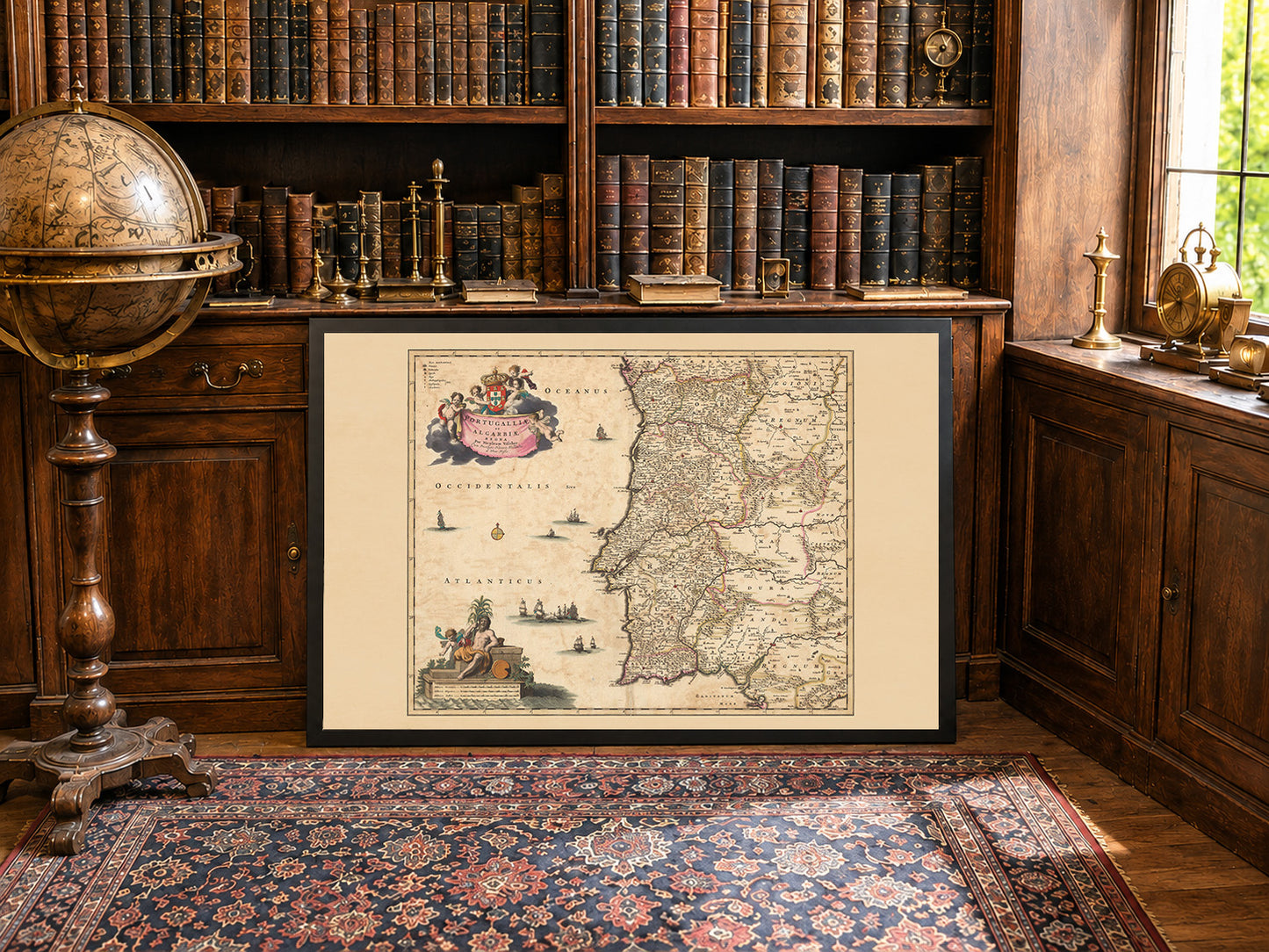 Poster Mappa del Portogallo (1690) - Arte Murale Vintage dei Regni dell'Algarve