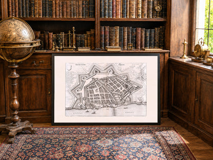 Mapa antiguo de la ciudad de Toruń, Polonia 1652 - Vista aérea - Arte de pared vintage polaco