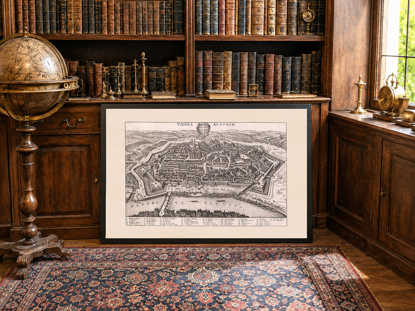 Stampa Mappa di Vienna 1649 di Matthäus Merian - Incisione Vintage della Città Austriaca Arte Murale